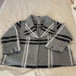 Chico's Gray and Black Plaid Pea Coat